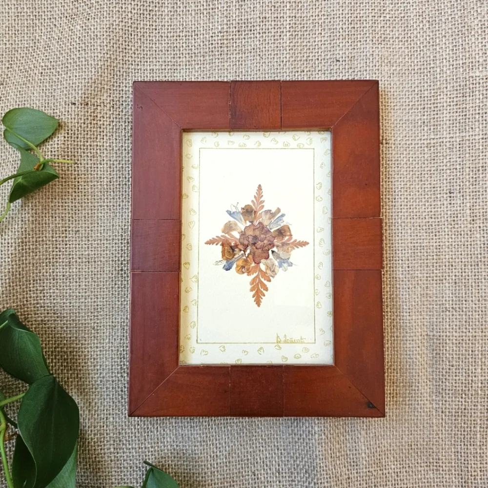 Vintage Handmade Pressed Flower Art Framed Botanical Floral Wall Decor Serbia